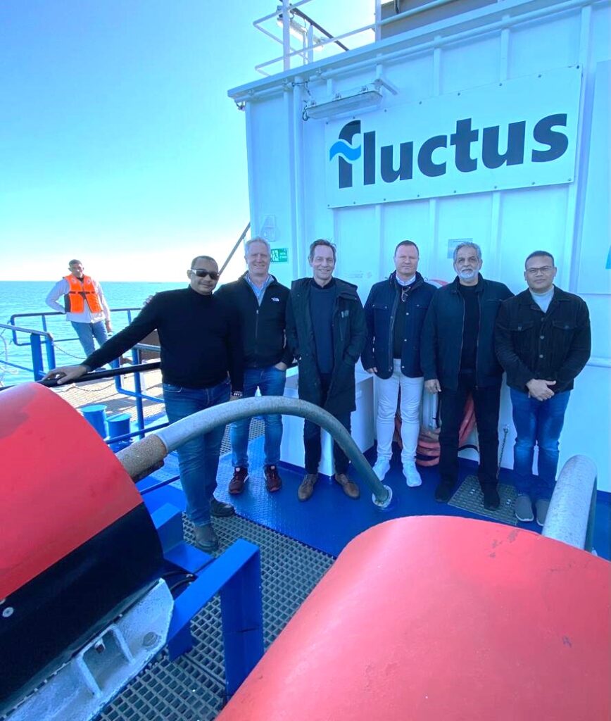 Litus team inspecting the Fish Feed Barge after handing over to the client in the Meditrainian with NCFA team